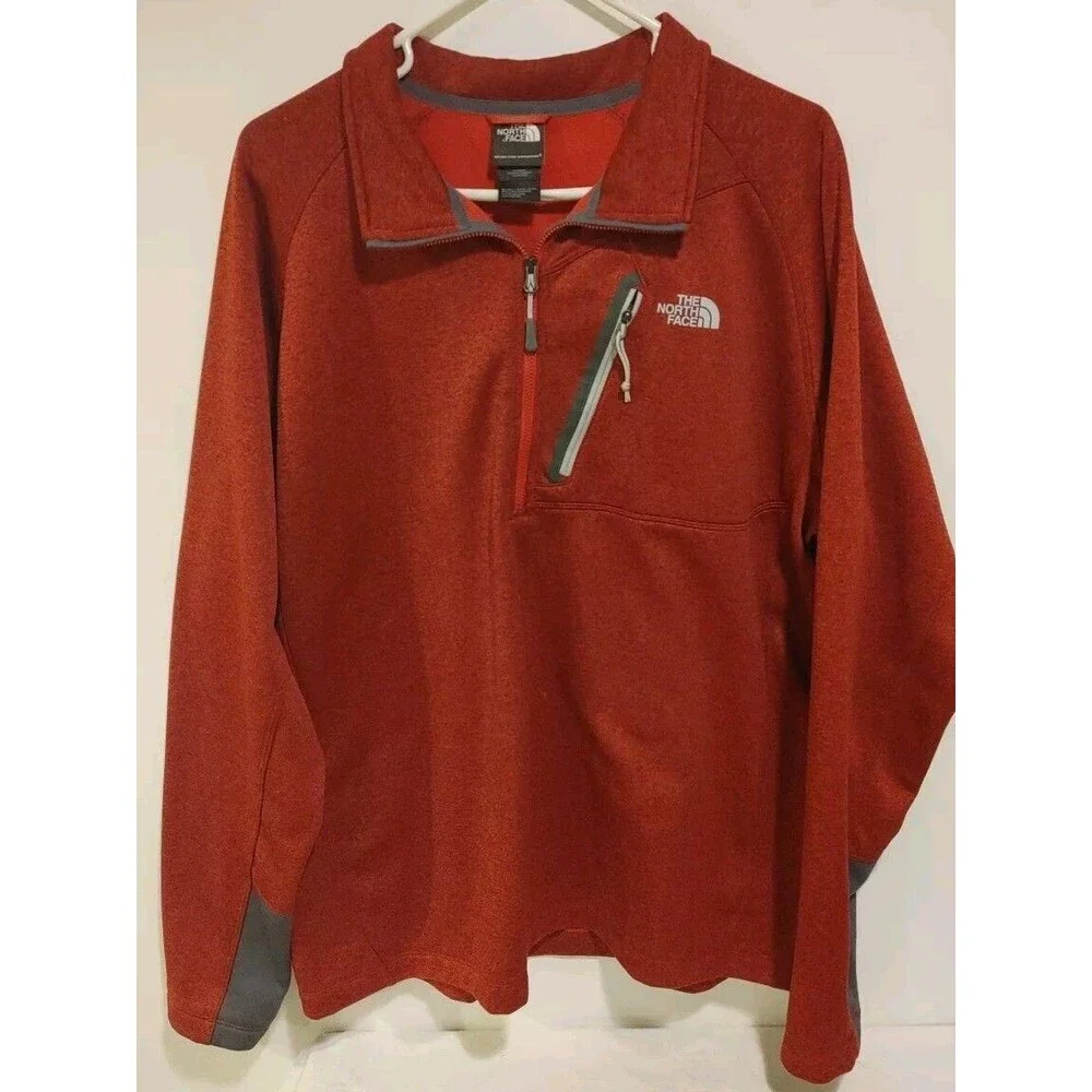 The North Face 1/4 Zip Sweater Pull Over Heather Red Hike Camp Outdoor Men's XL